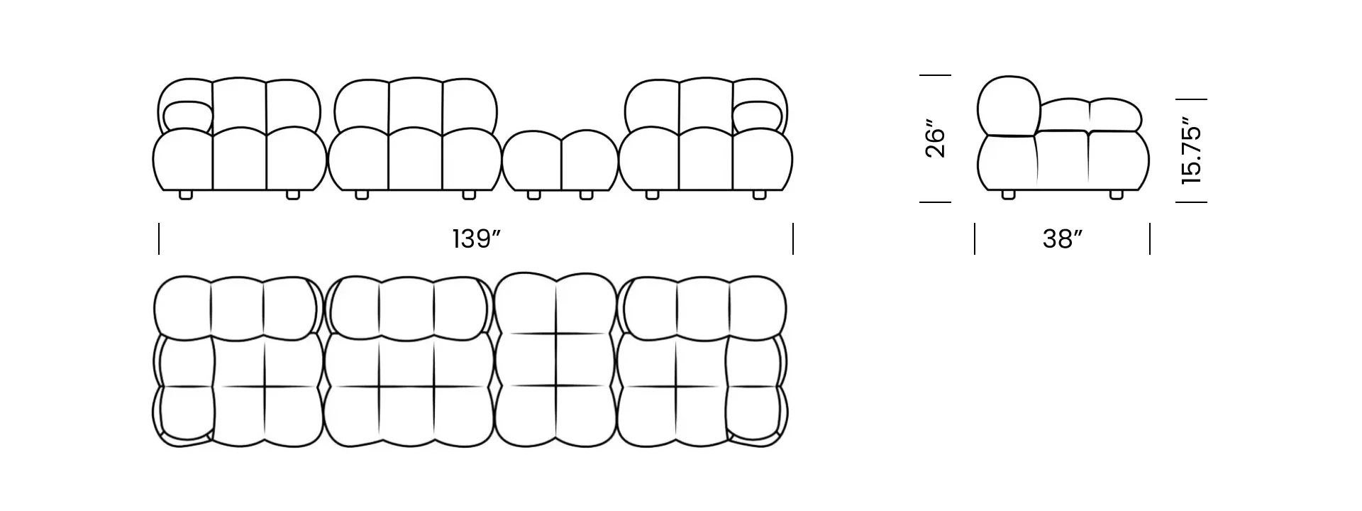 Camaleonda Sofa Desktop Dimensions