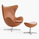 Egg Chair with Stool Replica by Arne Jacobsen for Fritz Hansen