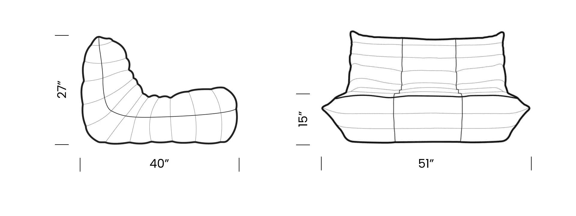 Togo Loveseat Two Seater Desktop Dimensions Togo Loveseat Two Seater Desktop Dimensions